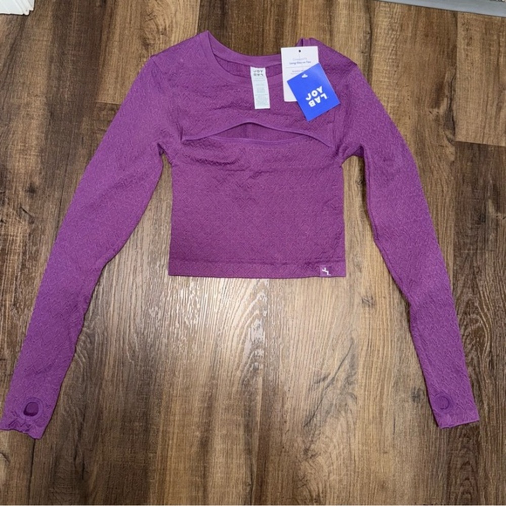 NWT Target JoyLab Purple Cropped-Fit Long Sleeve Work Out Tee